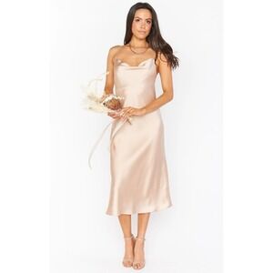 Show Me Your Mumu Verona Cowl Dress Champagne Luxe Satin S